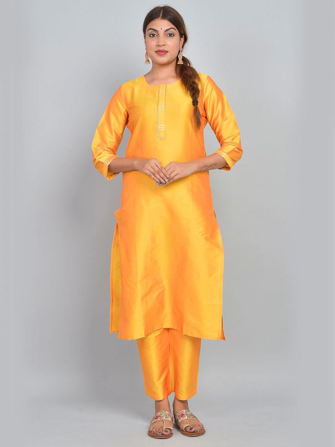 riara women yellow kurta with trousers