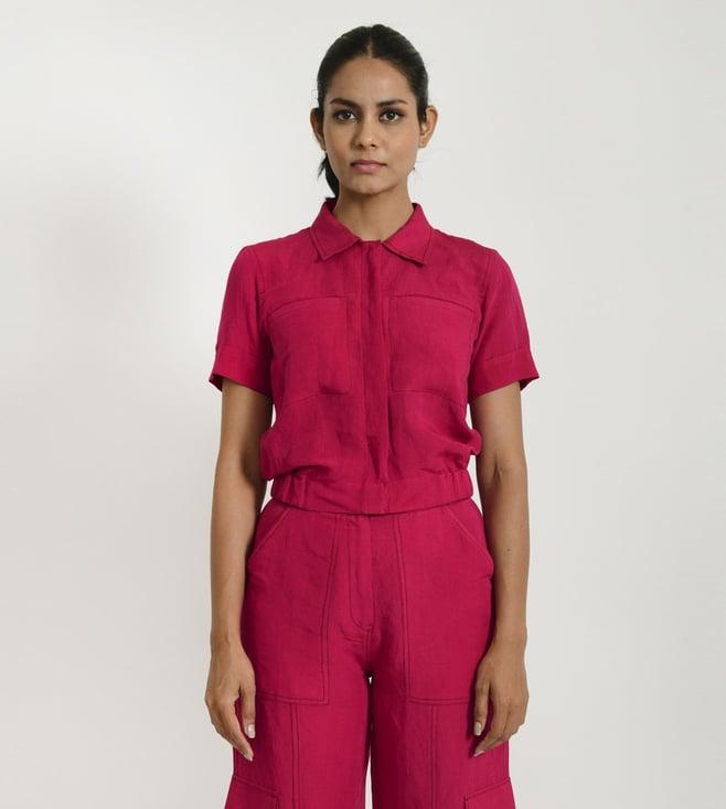 rias jaipur viva magenta yaadein linen crop top