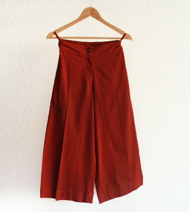 rias jiapur cherry red pleated pants