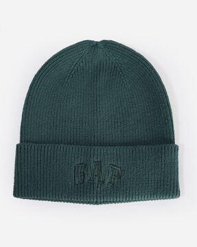 ribbed beanie with brand embroidery