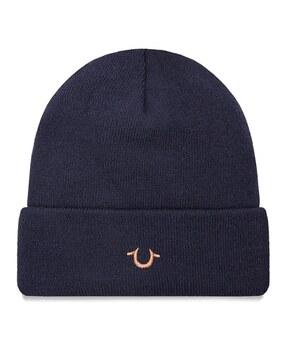 ribbed beanie with logo embroidery