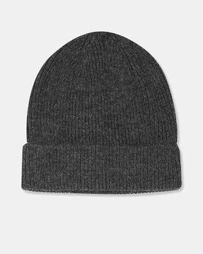 ribbed beanie with upturned edge