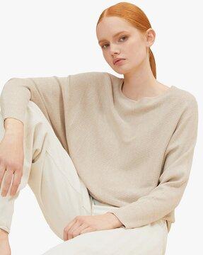 ribbed boat-neck pullover