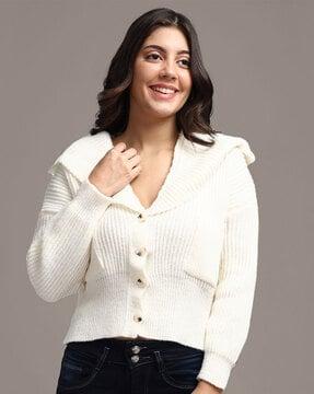 ribbed cardigan with button-closure