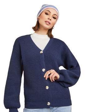 ribbed cardigans with button closure