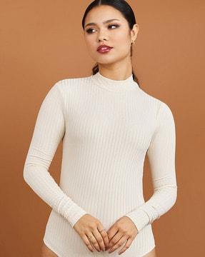 ribbed high-neck playsuit