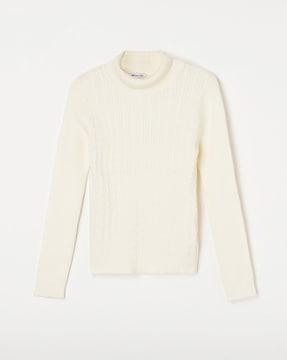 ribbed high-neck sweater