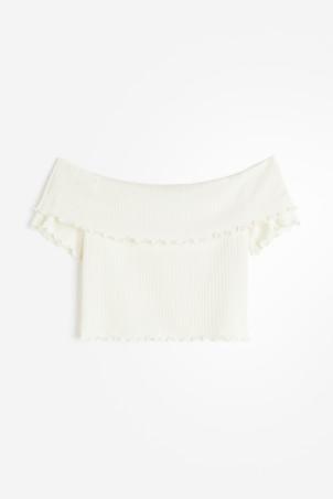ribbed off-the-shoulder top