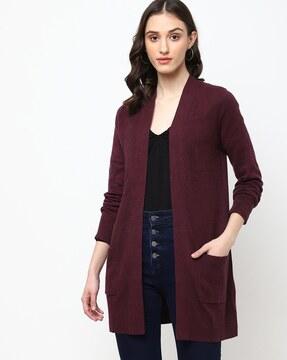 ribbed open-front shrug