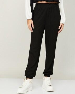 ribbed pants with elasticated waist