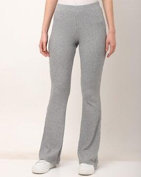 ribbed pants with elasticated waist