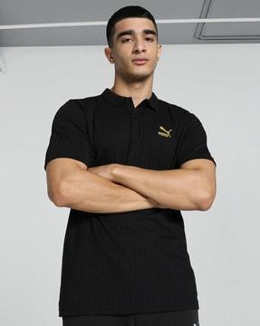 ribbed regular fit polo t-shirt