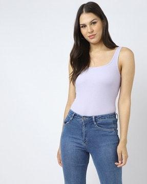 ribbed scoop-neck tank top