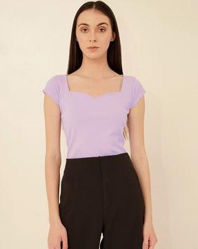 ribbed square-neck crop top