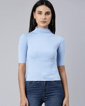 ribbed t-shirt with short sleeves