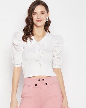 ribbed top with leg-o-mutton sleeves