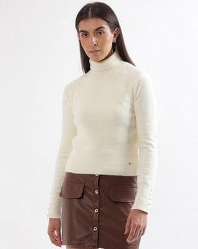 ribbed turtle-neck pullover