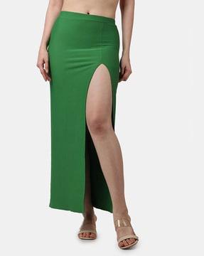 ribbed a-line skirt with elasticated waistband