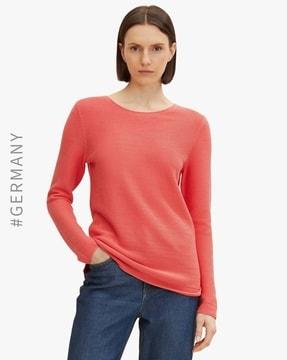 ribbed cotton boat-neck sweatshirt