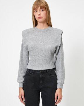 ribbed crew-neck pullover