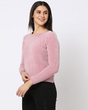 ribbed crew-neck pullover