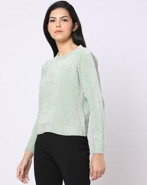 ribbed crew-neck pullover