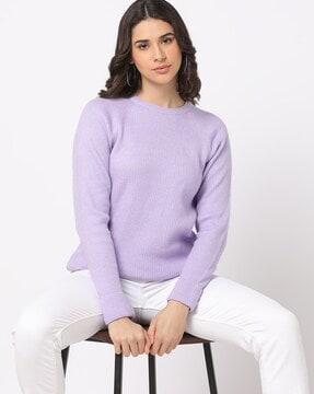 ribbed crew-neck pullover