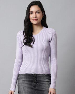 ribbed crew-neck pullover