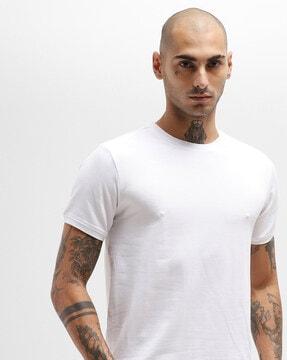 ribbed crew-neck slim t-shirt