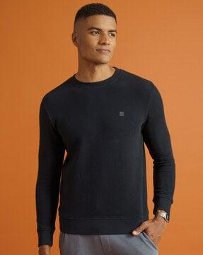 ribbed crew-neck sweatshirt