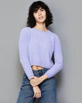 ribbed crew-neck sweatshirt