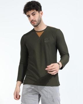 ribbed crew-neck t-shirt with logo embroidery