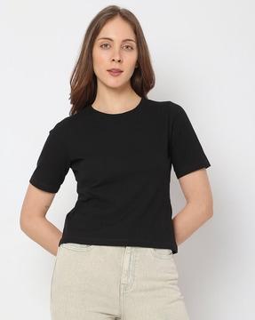 ribbed crew-neck t-shirt