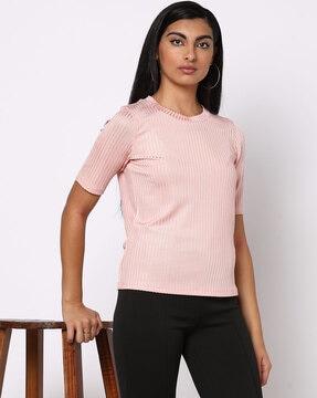 ribbed crew-neck t-shirt