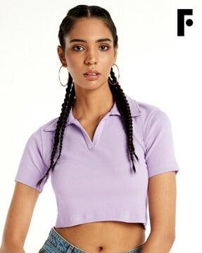 ribbed fitted polo t-shirt