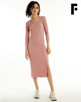 ribbed fitted sheath dress