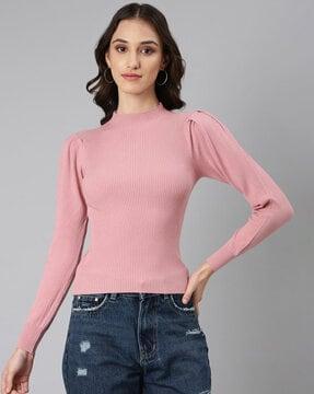 ribbed full-sleeve top