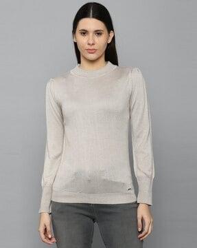 ribbed hem crew-neck pullover