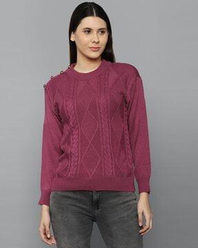 ribbed hem round-neck pullover