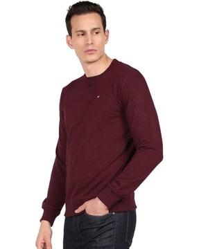 ribbed hems crew-neck sweatshirt