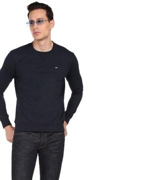 ribbed hems crew-neck sweatshirt