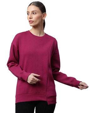 ribbed hems crew-neck sweatshirt