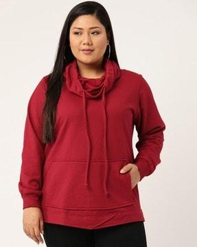 ribbed hems kangaroo pocket sweatshirt