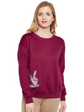 ribbed hems sweatshirt with applique