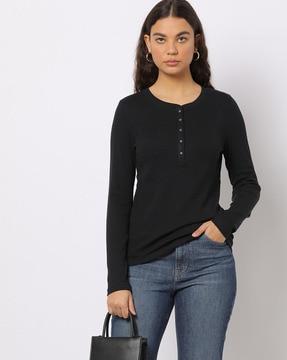 ribbed henley t-shirt