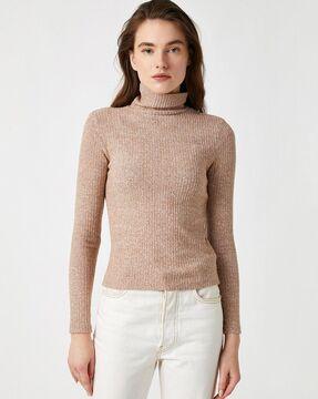 ribbed high-neck pullover