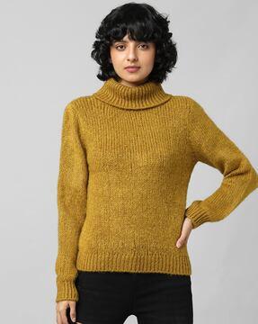 ribbed high-neck pullover