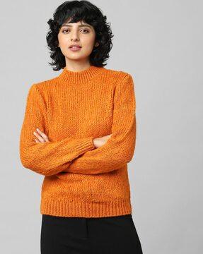 ribbed high-neck pullover