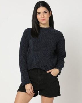ribbed high-neck pullover