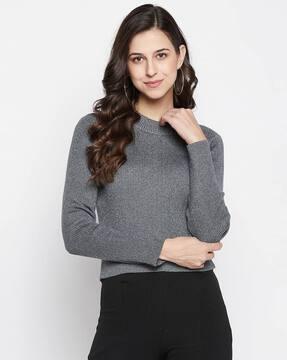 ribbed high-neck pullover